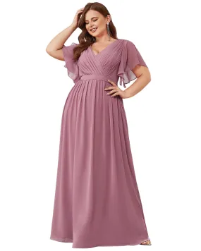 A-Line Pleated Chiffon Tie-Waist Evening Dress | Purple Orchid