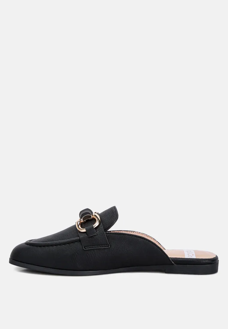 Abner Horsebit Embellished Slip On Mules In Black