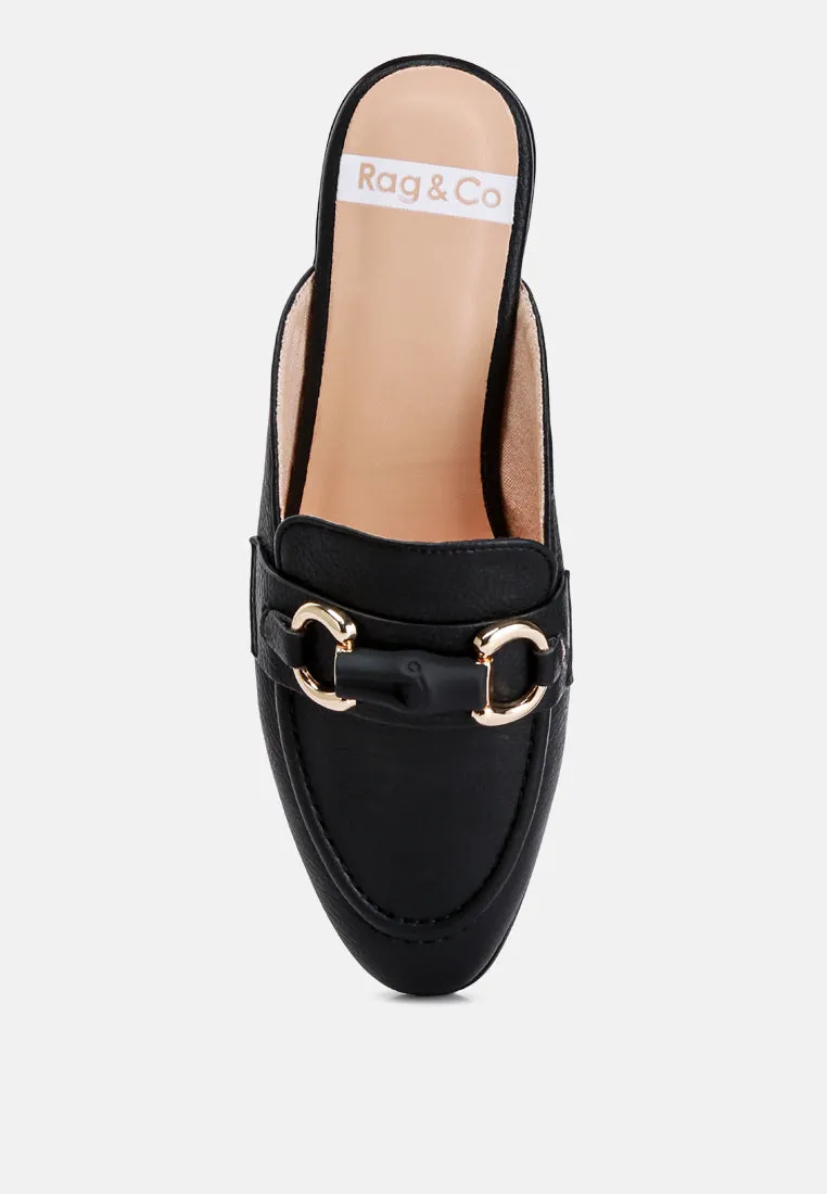 Abner Horsebit Embellished Slip On Mules In Black