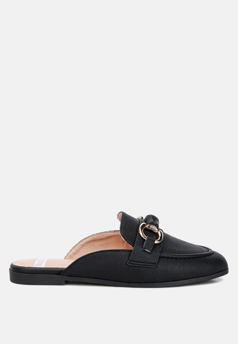 Abner Horsebit Embellished Slip On Mules In Black