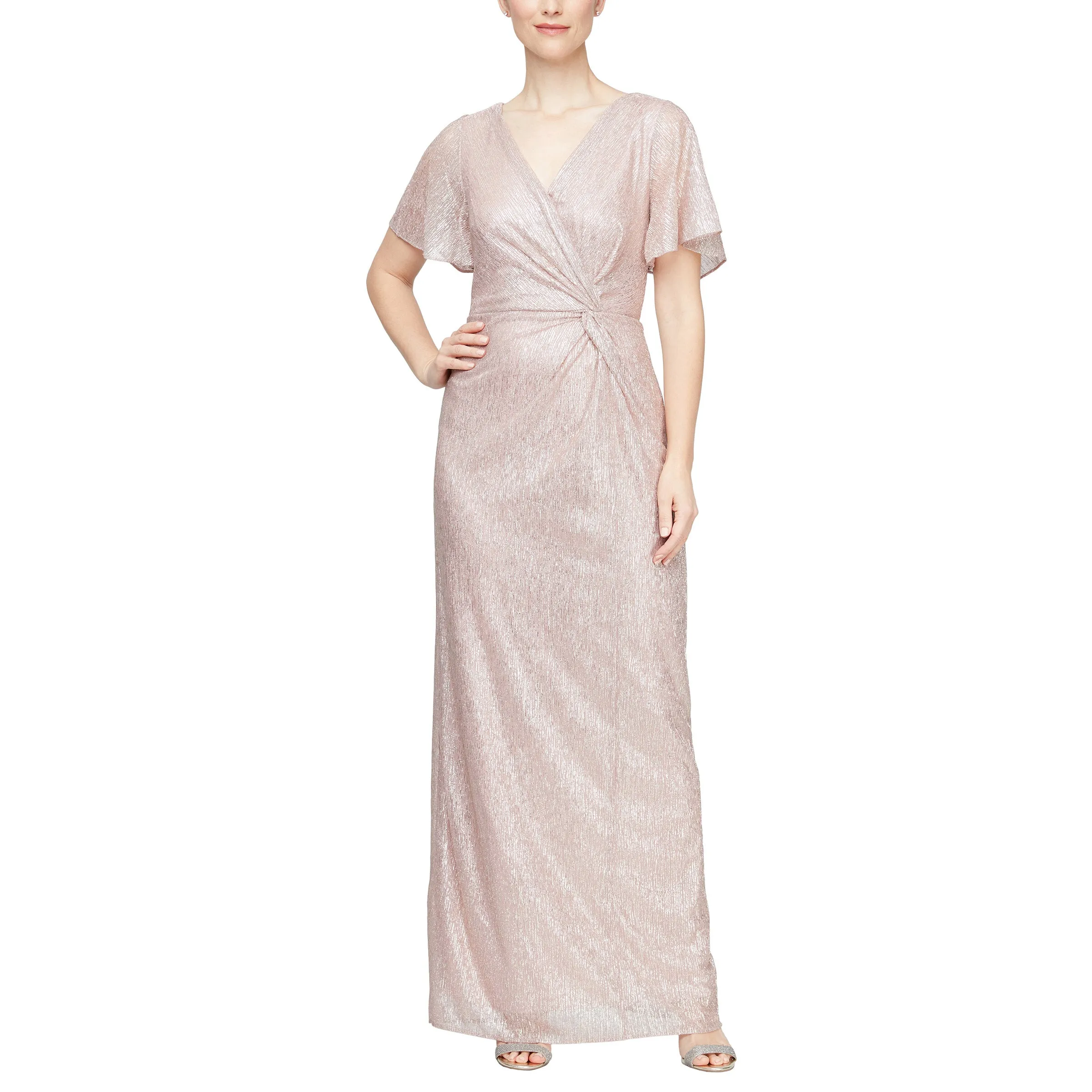 Alex Evenings 8127706 Long Formal Metallic Evening Dress