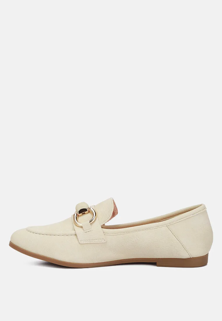 Asher Horsebit Embellished Loafers In Beige