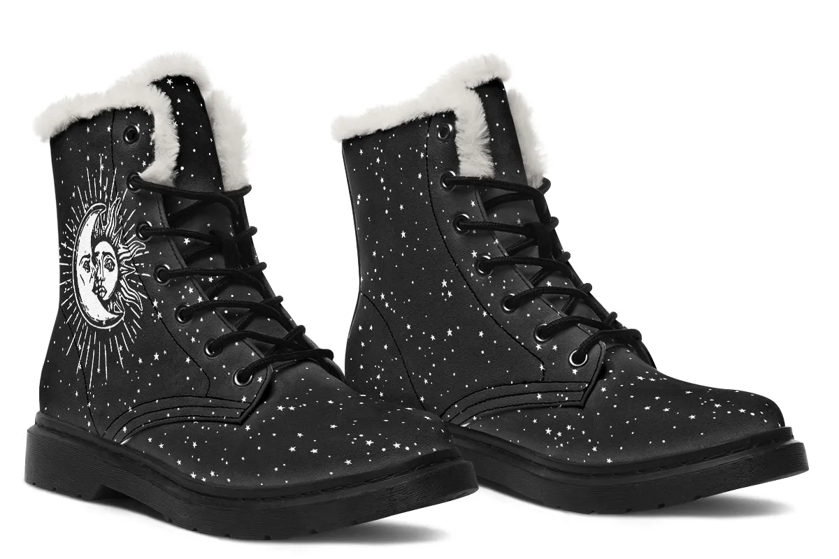 Astral Winter Boots - Warm Micro-Suede Doc-Style Boots Lined with Vegan Wool