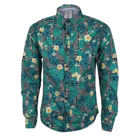 Badgley Quality Closet Trendy Flowered Designed Long Sleeve Shirts-Green