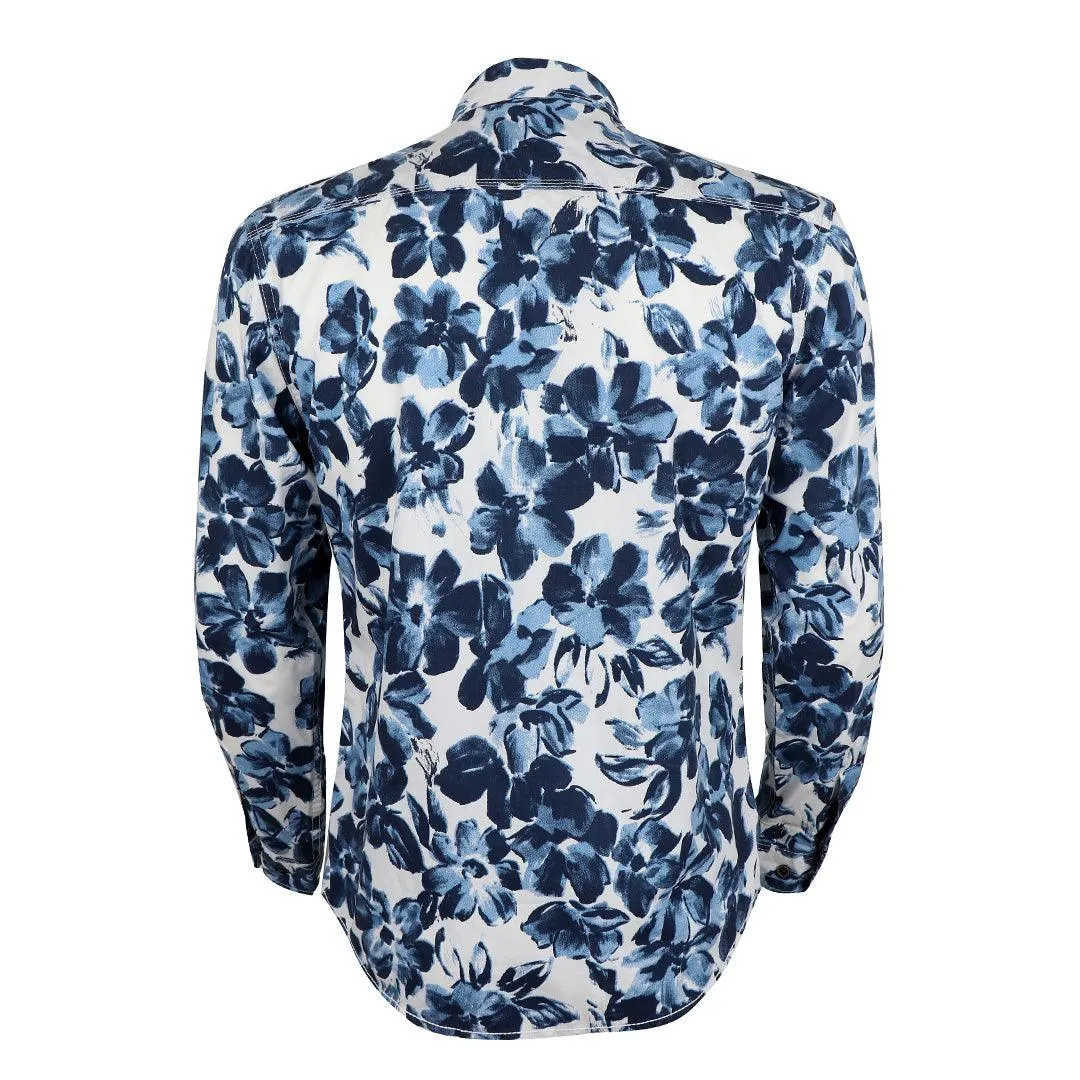 Bajieli Floral Sky Blue Long Sleeve Shirt