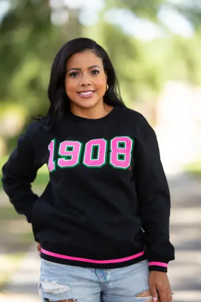 Black 1908 Varsity Sweatshirt (Unisex Sizing)