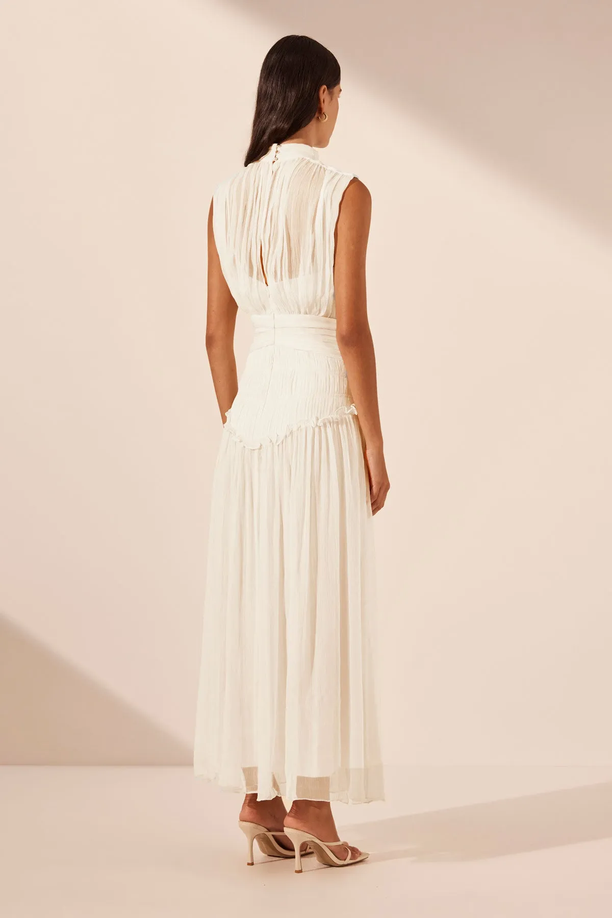 CLEMENCE HIGH NECK MAXI DRESS - IVORY