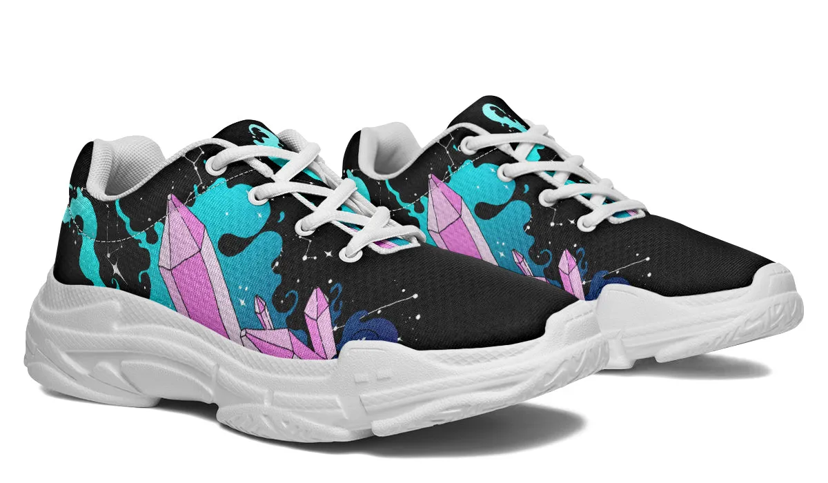 Crystal Sky Chunky Sneakers - Light Breathable and Comfortable Sports Shoes with Platform Soles