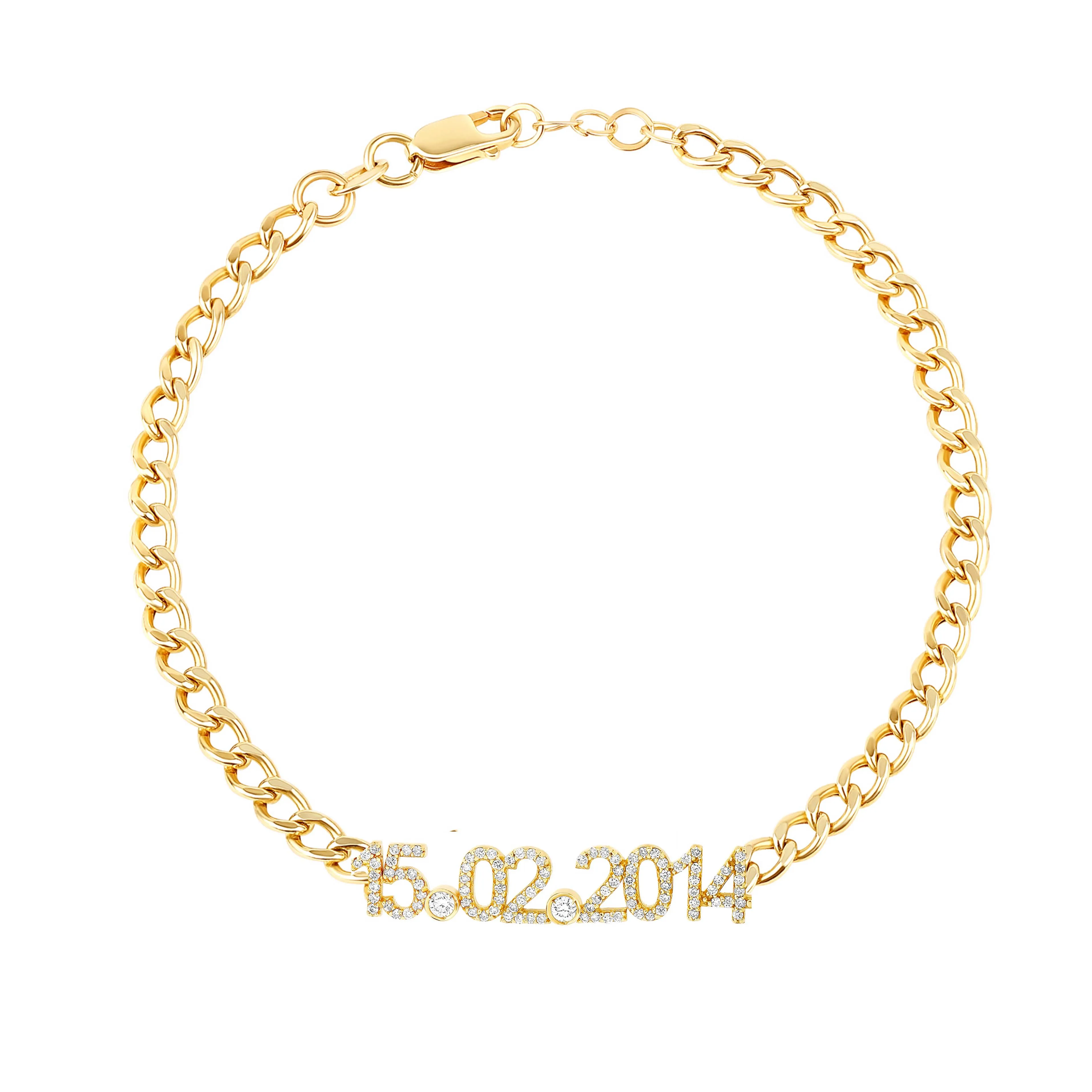 Custom Diamond Date on Cuban Link Bracelet