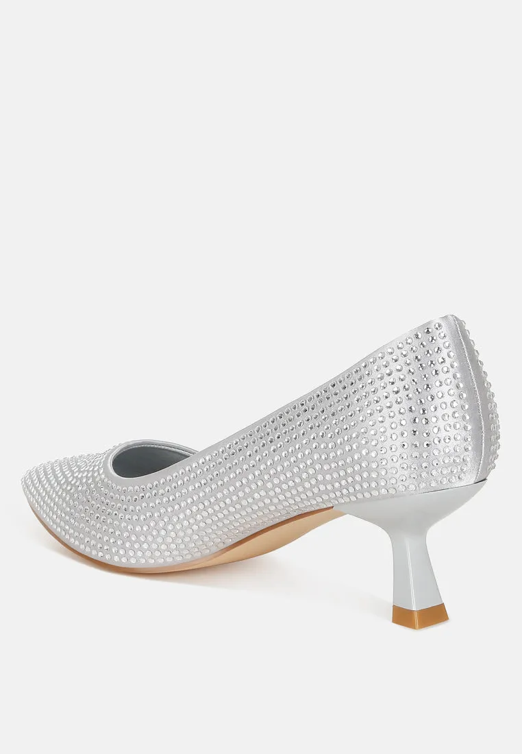 Dinah Rhinestones Embellished Kitten Heel Pumps