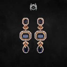 Earrings in Blue Onyx, Honey Color and Zircons