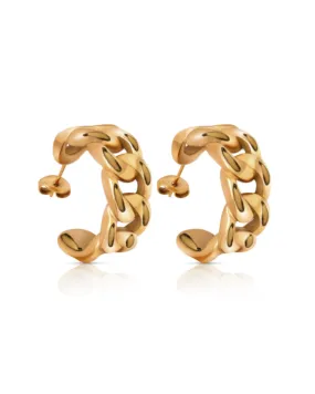 Ever Jewellery Groove Hoop Earrings - Gold