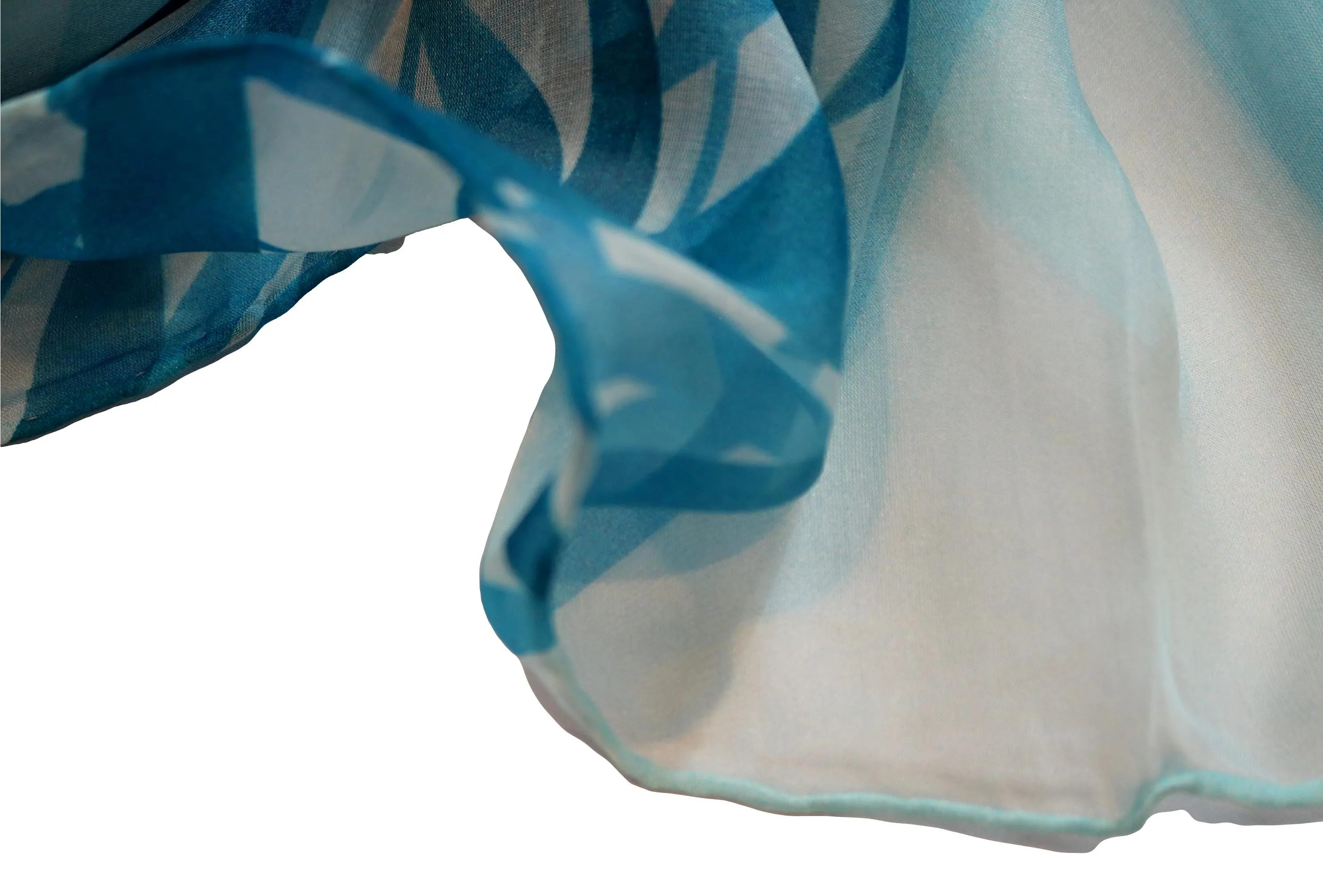 Extra Wide High Quality Silk Chiffon Scarf Blue Theme Bamboo Print SCH525