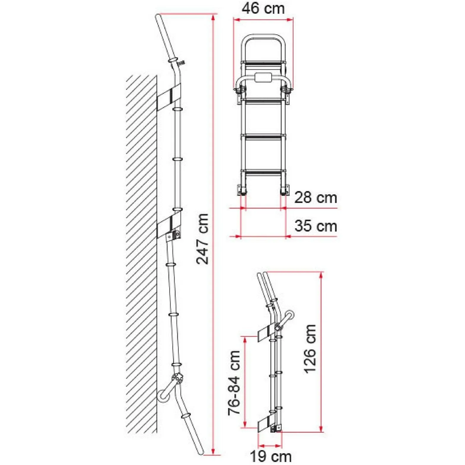 Fiamma Deluxe 8 Folding Motorhome Ladder