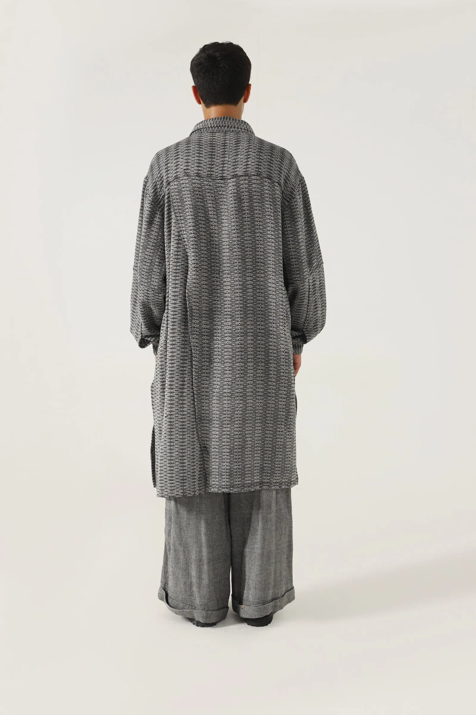 GREY HANDWOVEN KAMEEZ (LONG SHIRT)