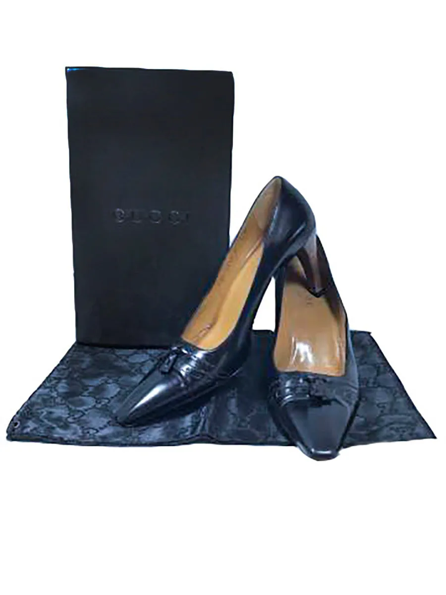 GUCCI Brown Leather Heel with Tassel Box and Dust Bag Size 7