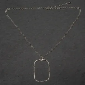 Hammered Rectangular Pendant On Simple Chain