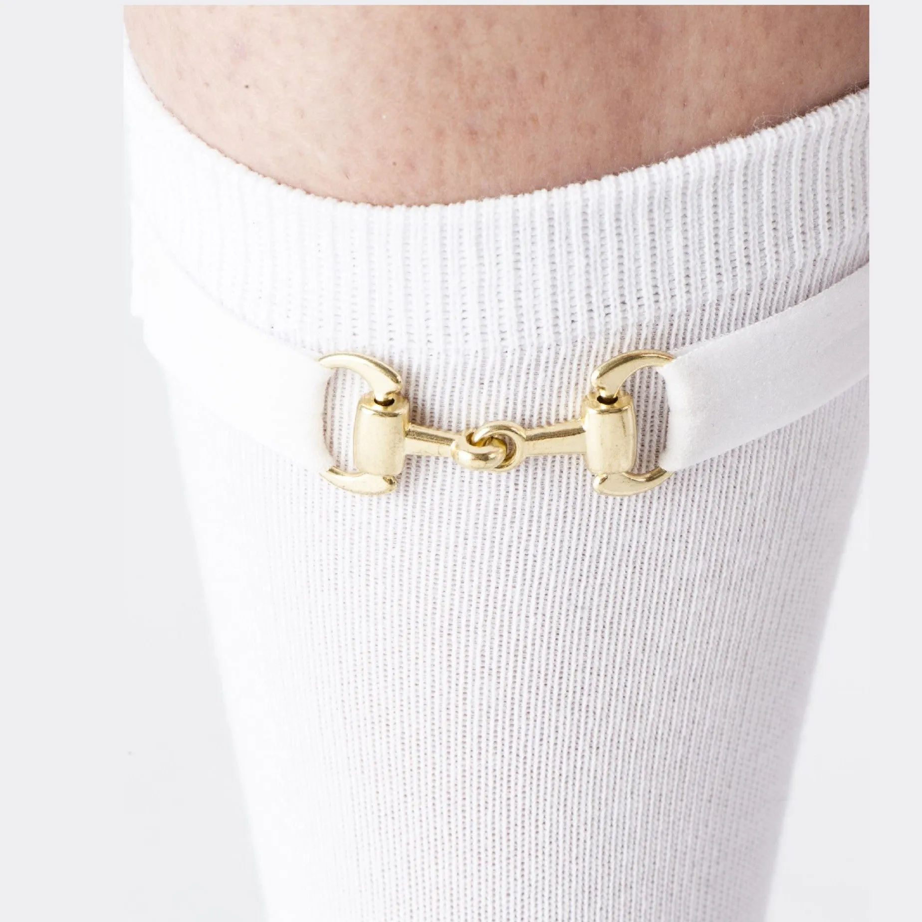 Horsebit - White Crew Socks (Non-Grip)