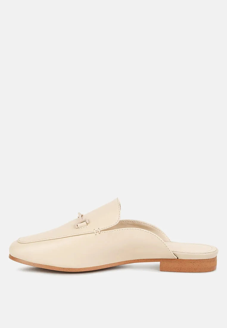 KRISTY Horsebit Embellished Mules in Beige