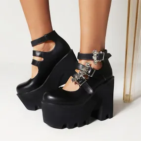 'Like Magic' Black Alternative Gothic Bat Buckle Boots