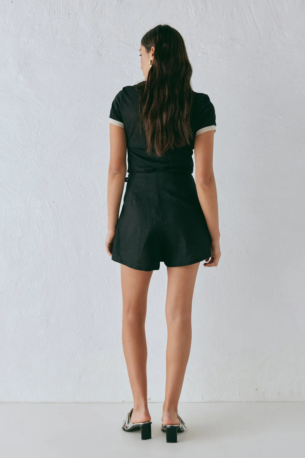 Matteo Linen Skort Black