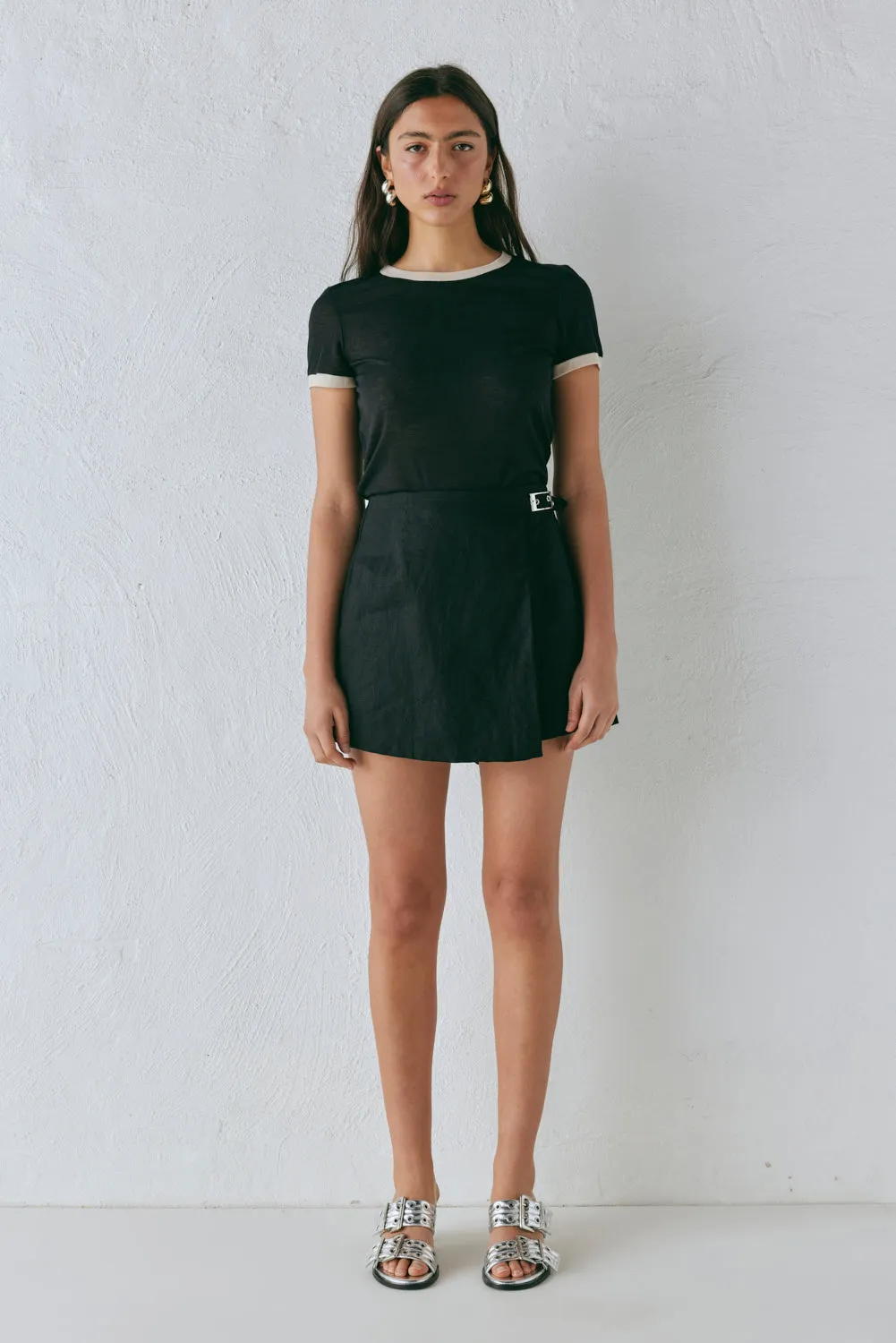 Matteo Linen Skort Black