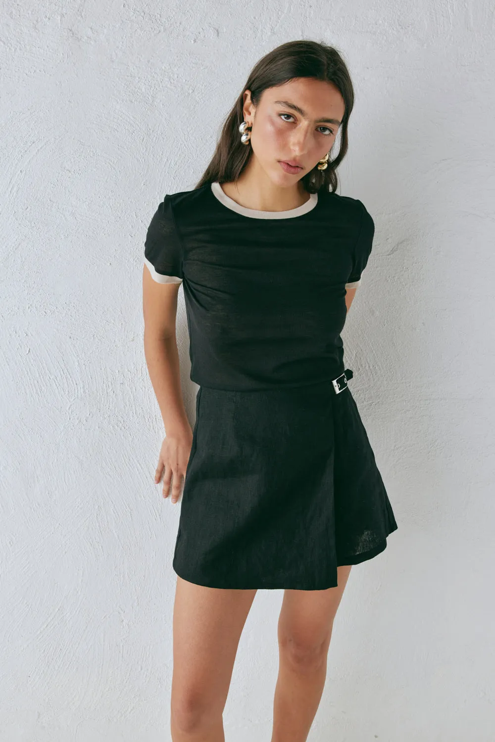 Matteo Linen Skort Black