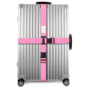 Pink luggage cross strap suitcase belts with baggage label address tag