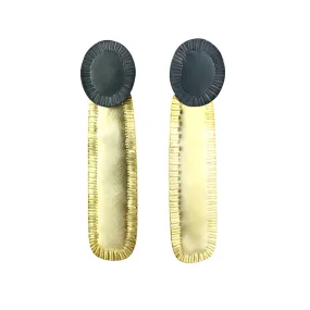 Radiant Frame Gold and Oxidised Silver Drop Studs - Tara Lofhelm