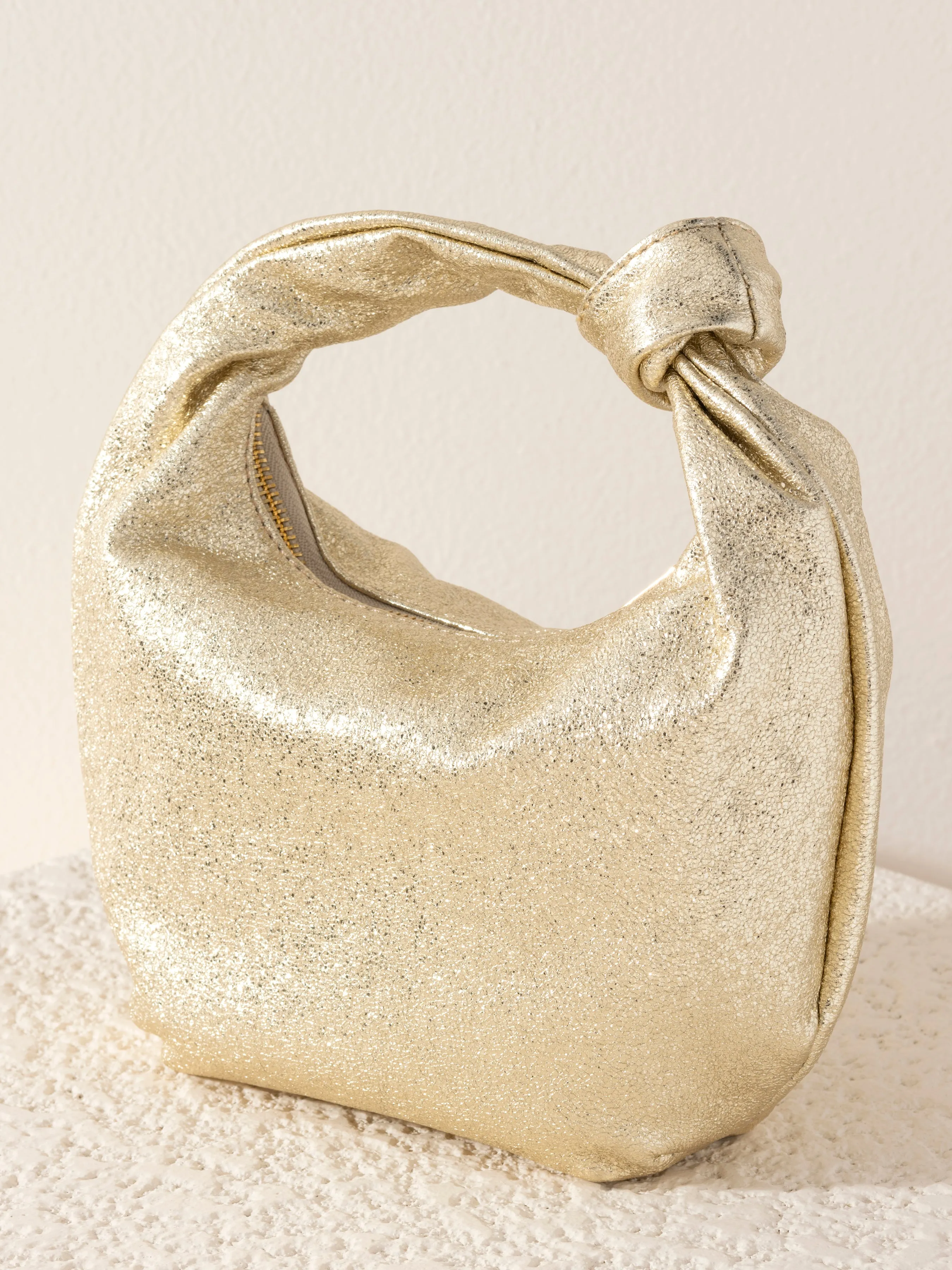 Shiraleah Chrissy Knotted Metallic Top Handle Bag, Gold