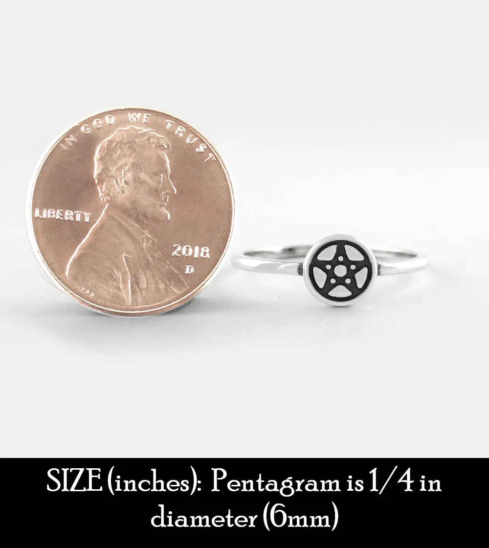 Small Pentagram Symbol Disk Ring