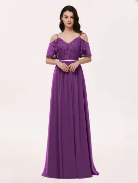 Spaghetti Strap Lace And Chiffon Dress Grape