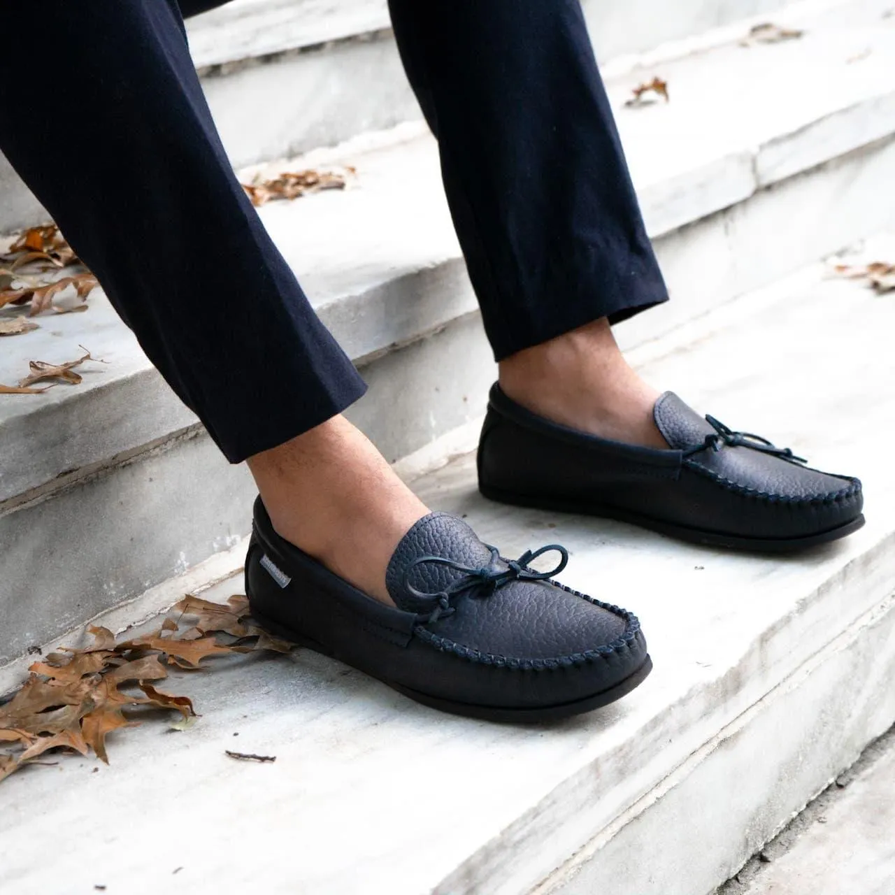 Spring Grove USA Moccasins - Black Cowhide