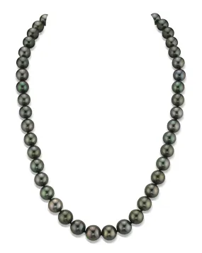 True Round Black Tahitian Pearl Necklace, 8.0-10.0mm - AAA/Gem Quality