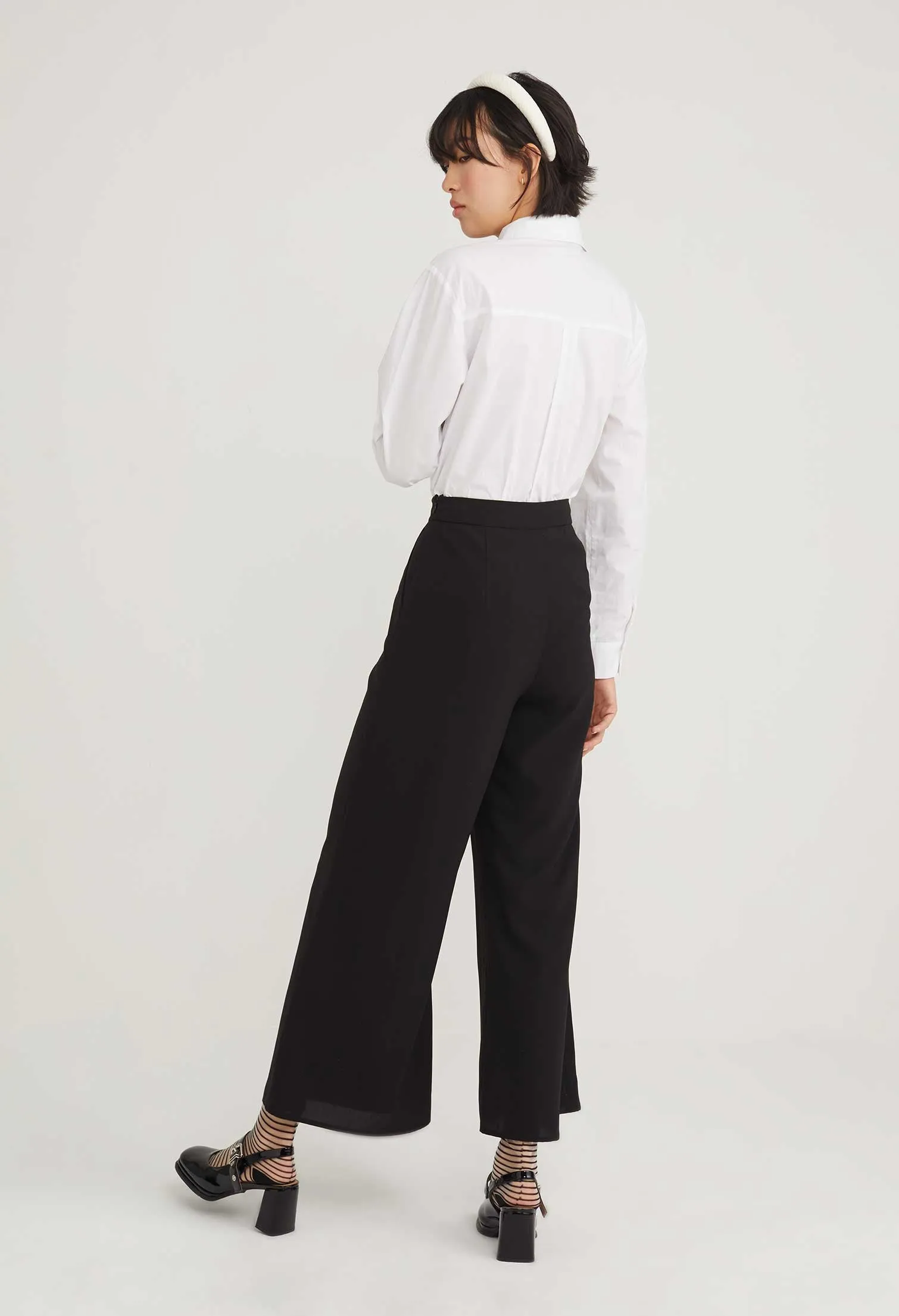 Waist Accent Wide Leg Palazzo Pants