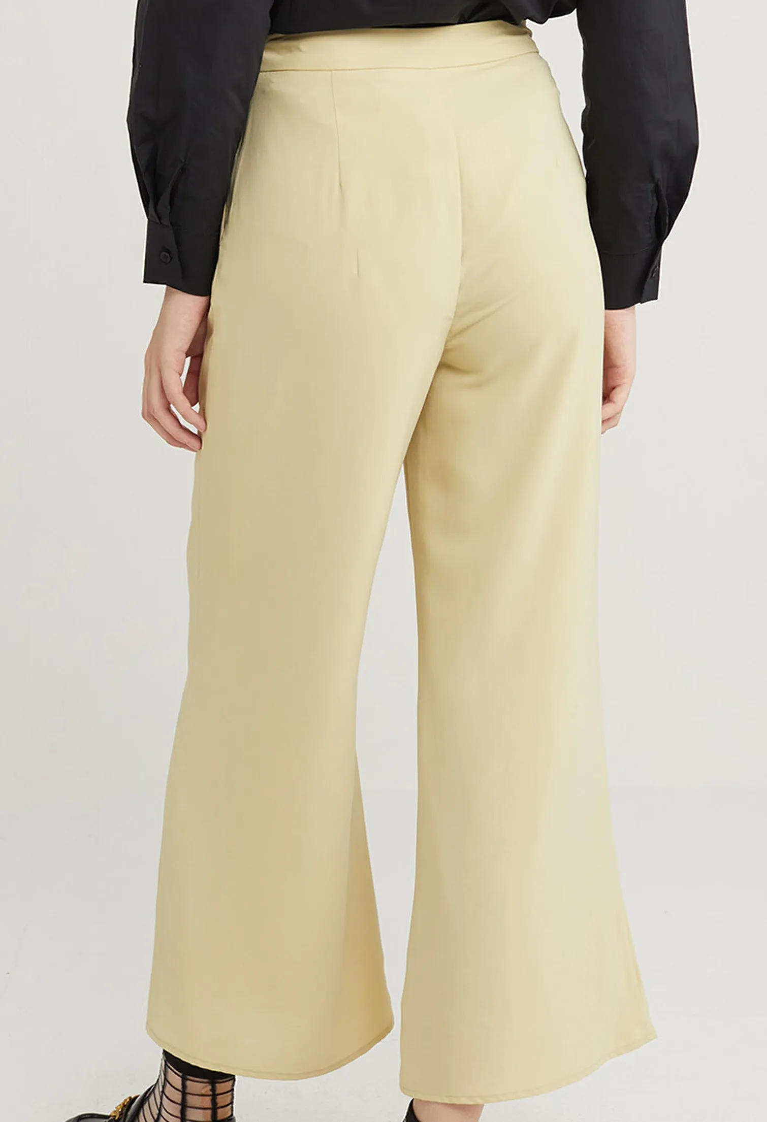 Waist Accent Wide Leg Palazzo Pants