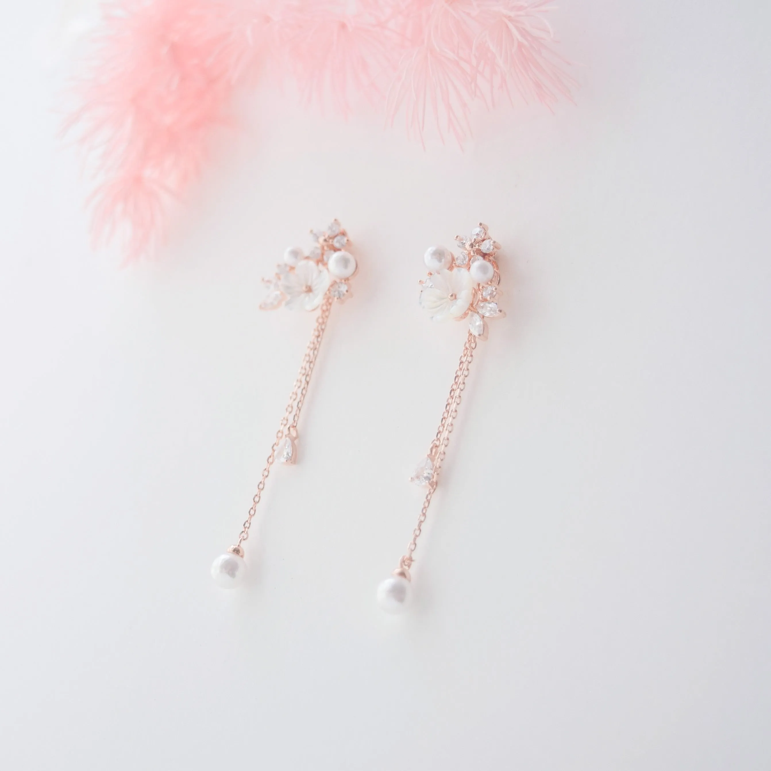 White Sakura Blushing Earrings