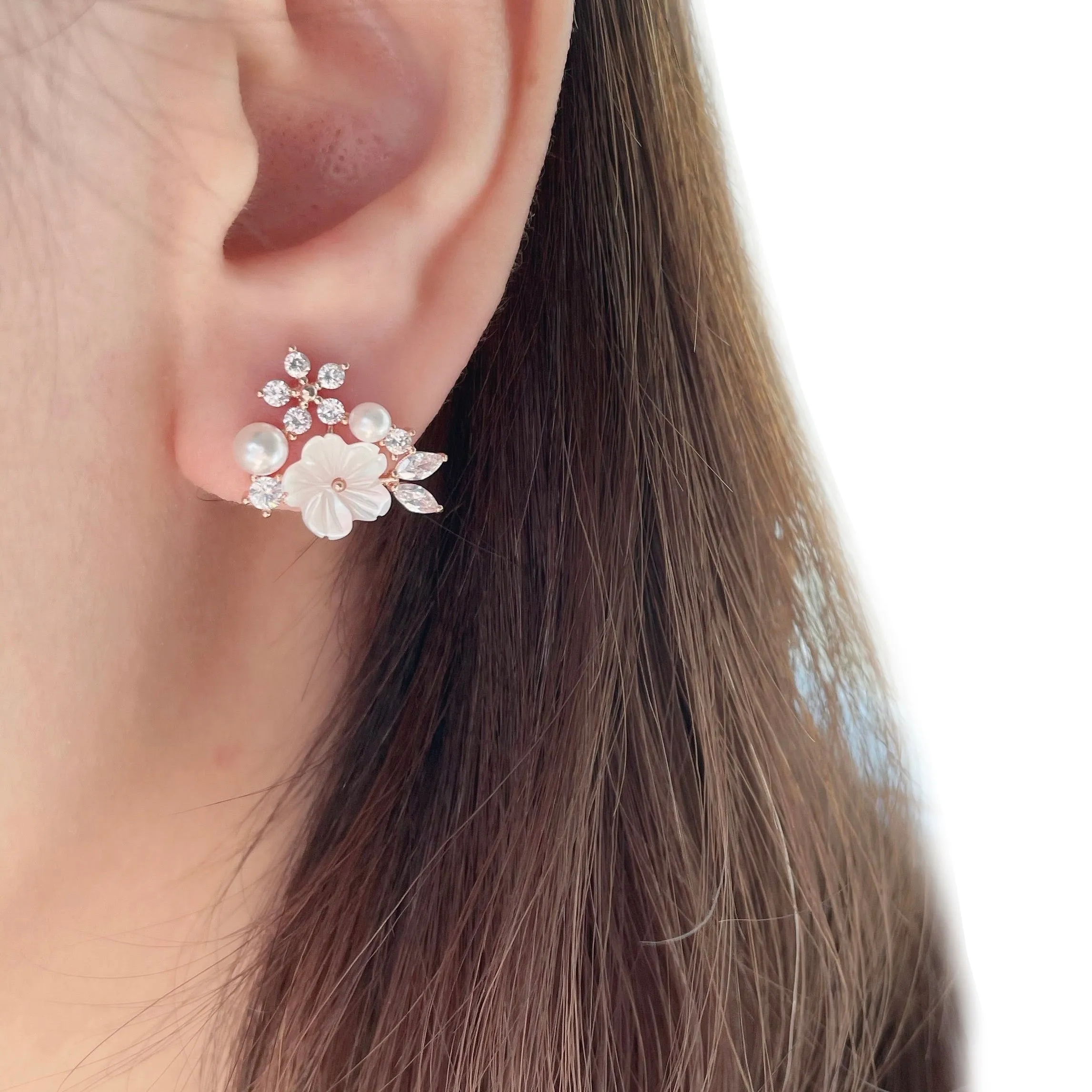 White Sakura Blushing Earrings