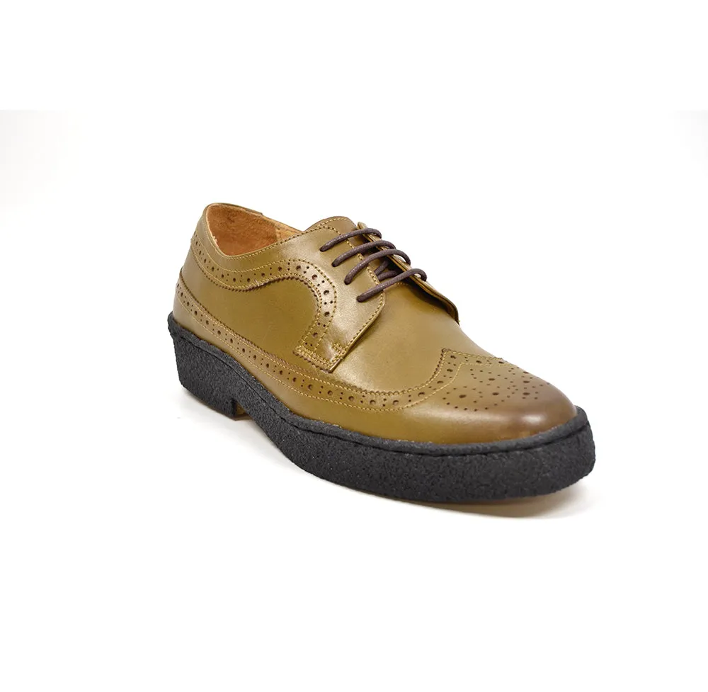 Wingtip Low Cut Olive Leather